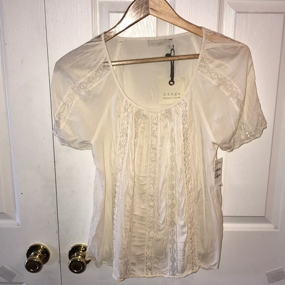 hinge Tops - 🆕 NWT Hinge Lace Antique Ivory Shirt M